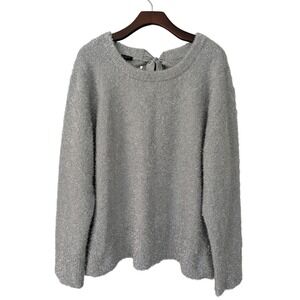 Talbots Plus‎ Bow Tie Back Sweater Lurex Sparkle Womens Size 2X SIlver Gray NWT